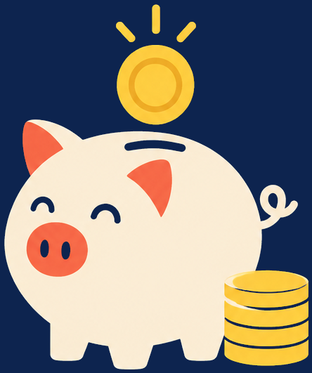 Piggy bank with coins — saving money